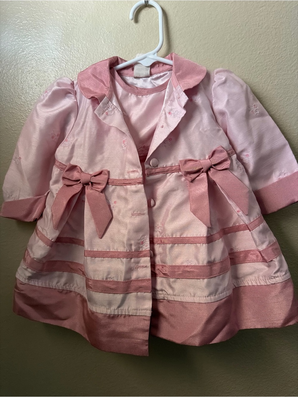 B.t. Kids Girls Pink Bow-Accent Dress and Coat
